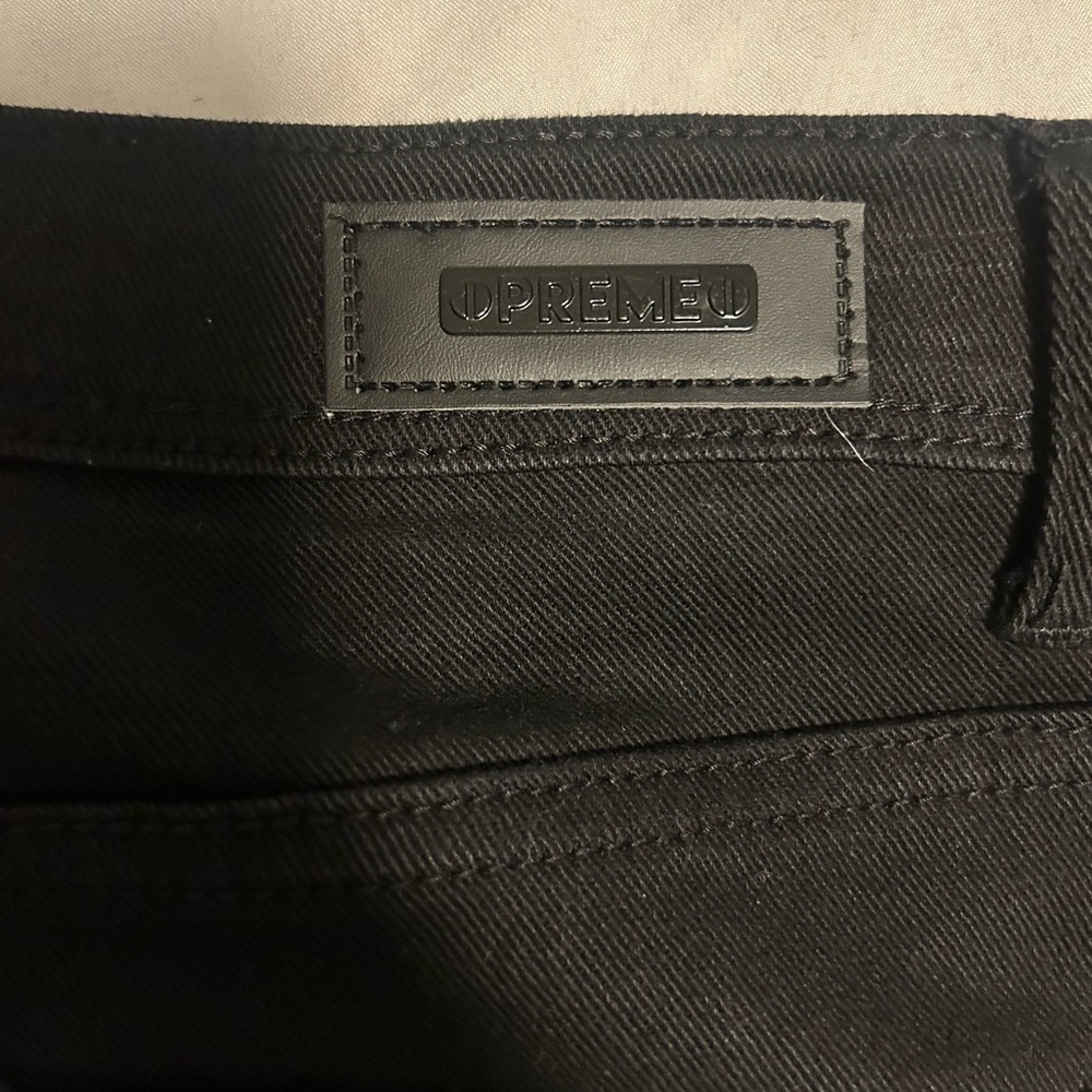 Supreme Men's Slim Black Jeans(red stripe)